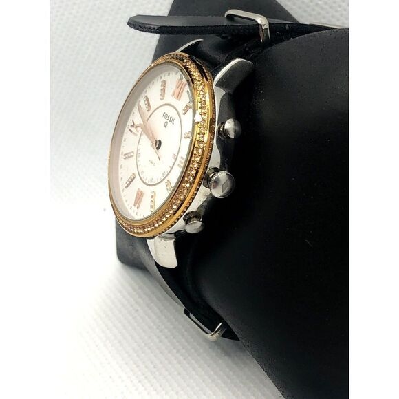 Fossil Q FTW5011 Womens Black Leather Analog White Dial Hybrid Smart Watch HK254 - Picture 2 of 9